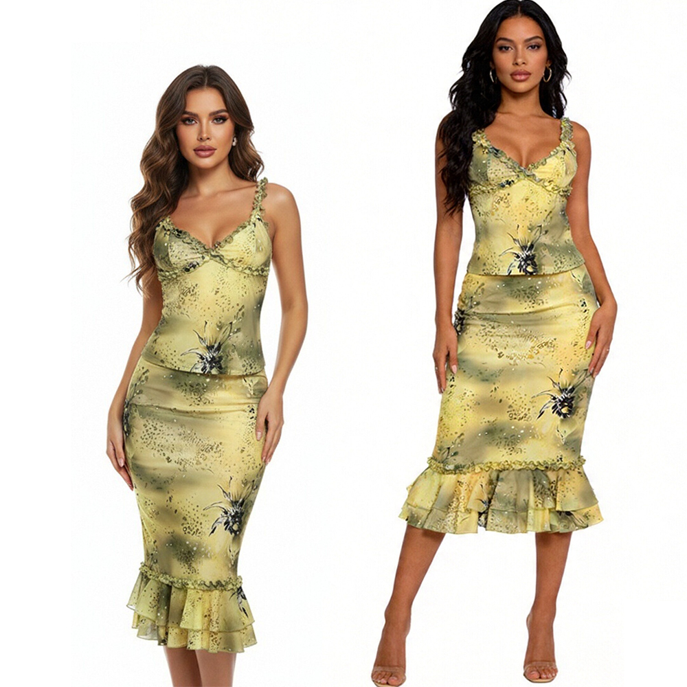 Vintage Fashion Pieces - Women's Dress 2 Piece Floral Print