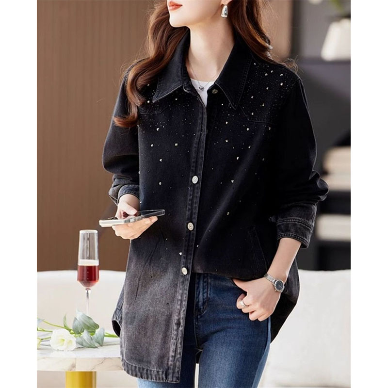 Patchwork Jean Jacket - Femme Casual Patchwork Jeans Blouse Coat