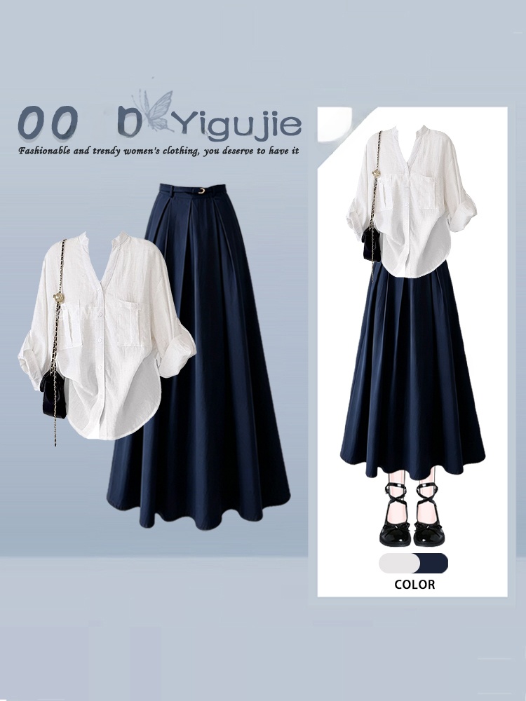 Vintage Fashion Collection - Loose Long Sleeve V-Neck Casual Shirt
