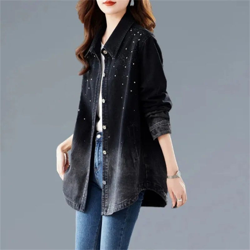 Femme Casual Patchwork Jeans B - Patchwork Jean Jacket ulasan dan harga