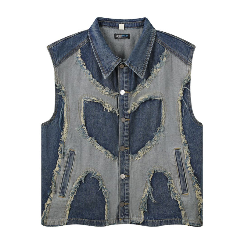 European and American mens Lap - Patchwork Jean Jacket ulasan dan harga