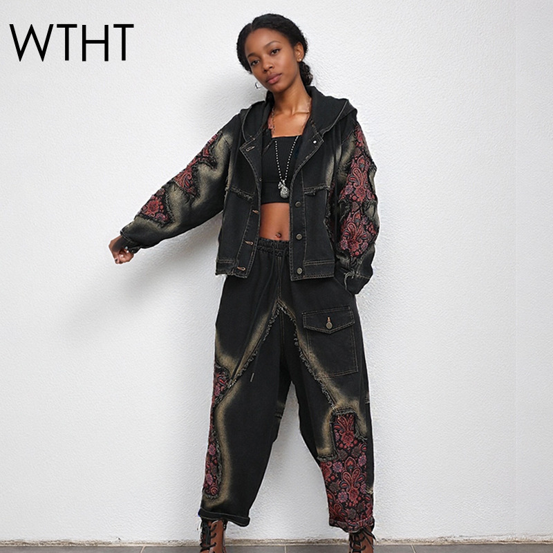 WTHT Fashion Women's Wash Patc - Patchwork Jean Jacket ulasan dan harga