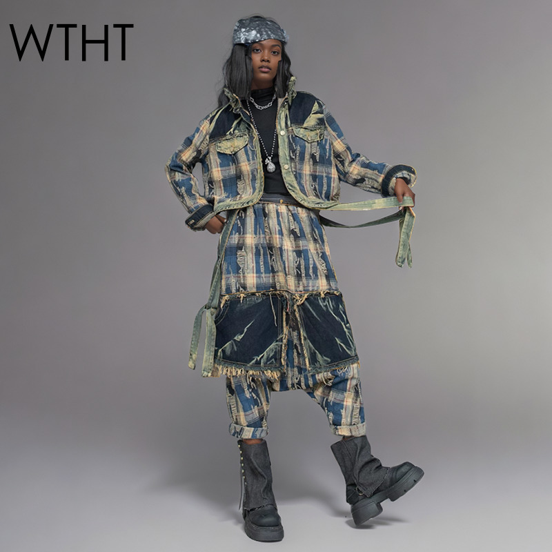 WTHT Fashion Women's Irregular - Patchwork Jean Jacket ulasan dan harga
