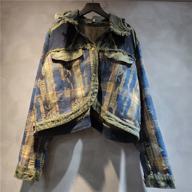 WTHT Fashion Women's Irregular - Patchwork Jean Jacket ulasan dan harga