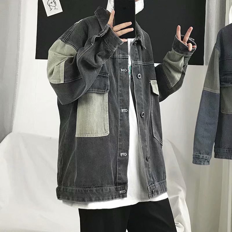 2026 Men's Casual Oversize Den - Patchwork Jean Jacket ulasan dan harga