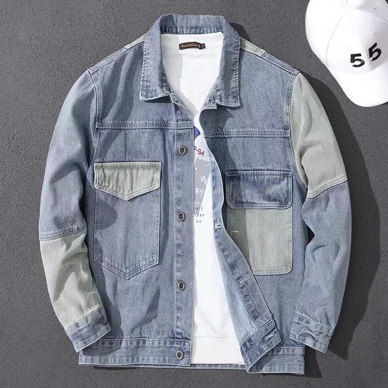 2026 Men's Casual Oversize Den - Patchwork Jean Jacket ulasan dan harga