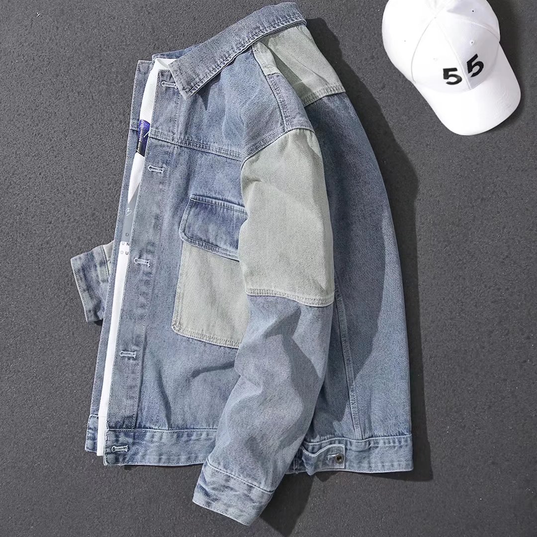 2026 Men's Casual Oversize Den - Patchwork Jean Jacket ulasan dan harga