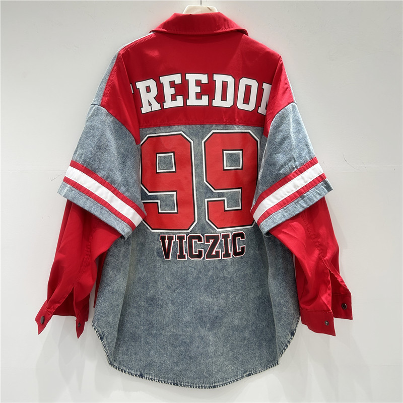 Retro Woman Denim Patchwork Sh - Patchwork Jean Jacket ulasan dan harga