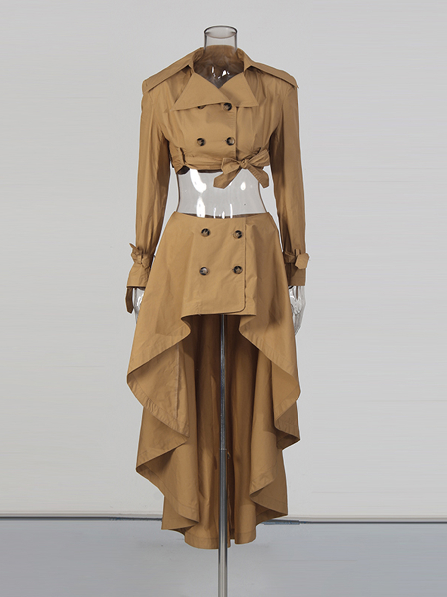 CHICEVER Khaki Spliced Lace Up - Vintage Fashion Pieces ulasan dan harga