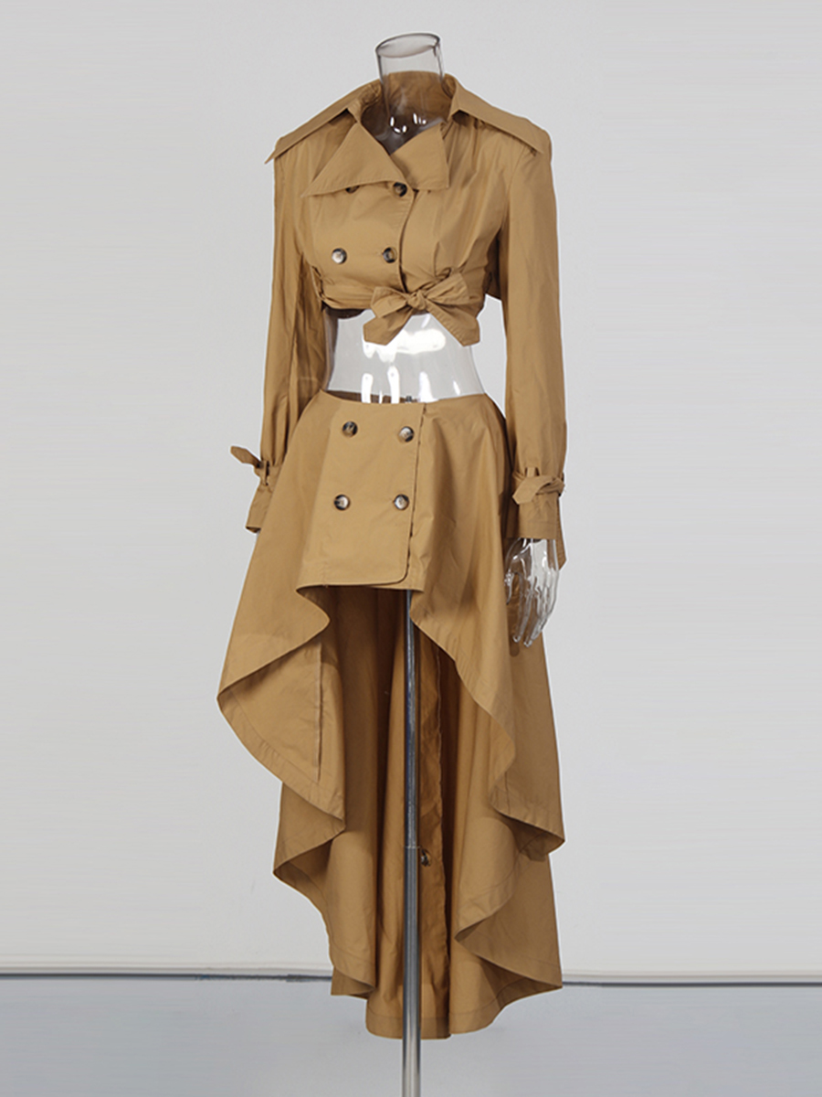 CHICEVER Khaki Spliced Lace Up - Vintage Fashion Pieces ulasan dan harga