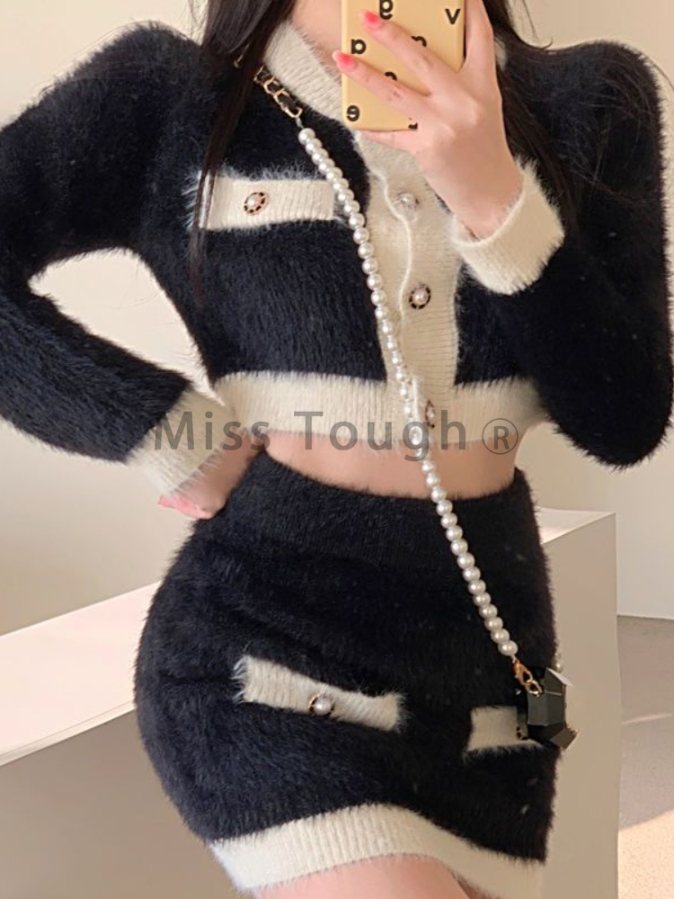 Winter Fluffy Knit 2 Piece Set - Vintage Fashion Pieces ulasan dan harga