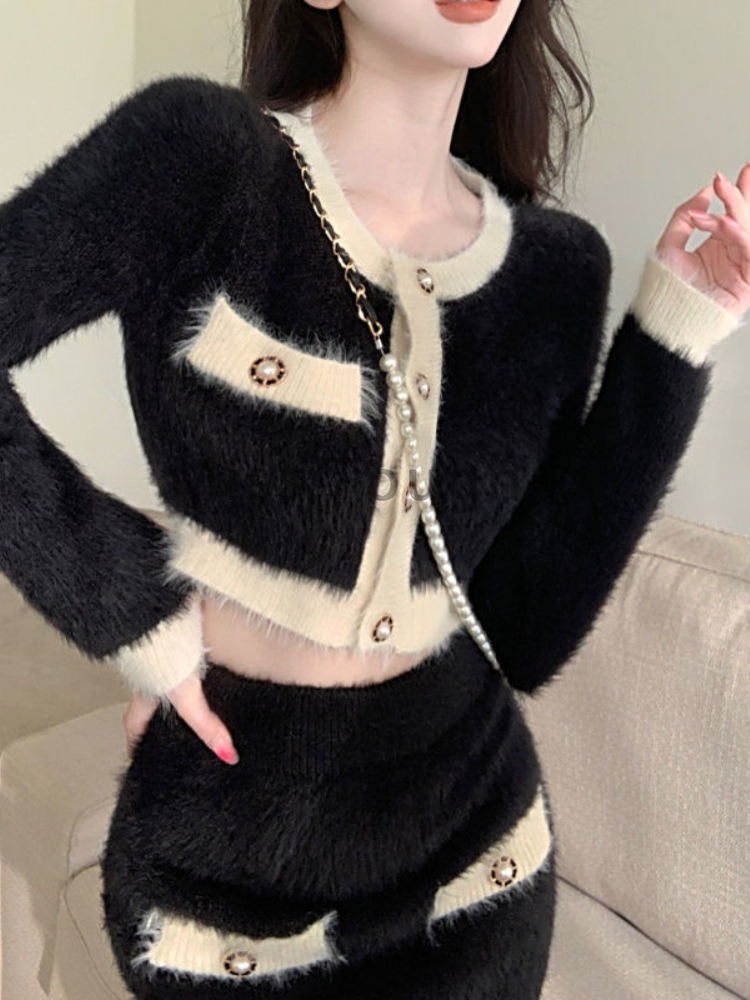 Winter Fluffy Knit 2 Piece Set - Vintage Fashion Pieces ulasan dan harga