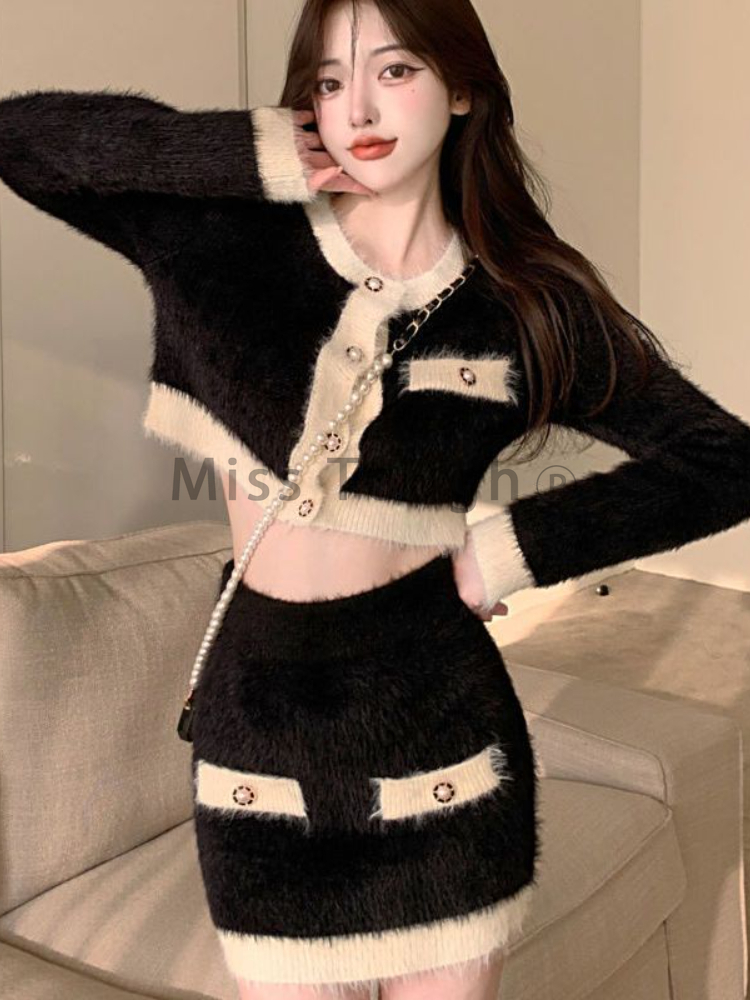Winter Fluffy Knit 2 Piece Set - Vintage Fashion Pieces ulasan dan harga