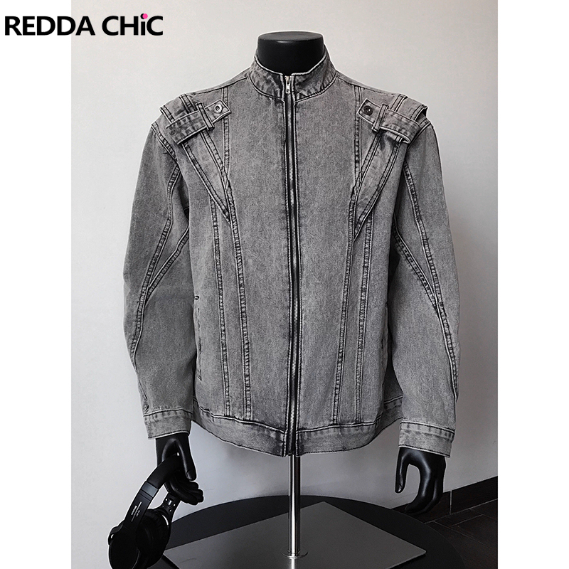 ReddaChic 2000s Distressed Men - Patchwork Jean Jacket ulasan dan harga